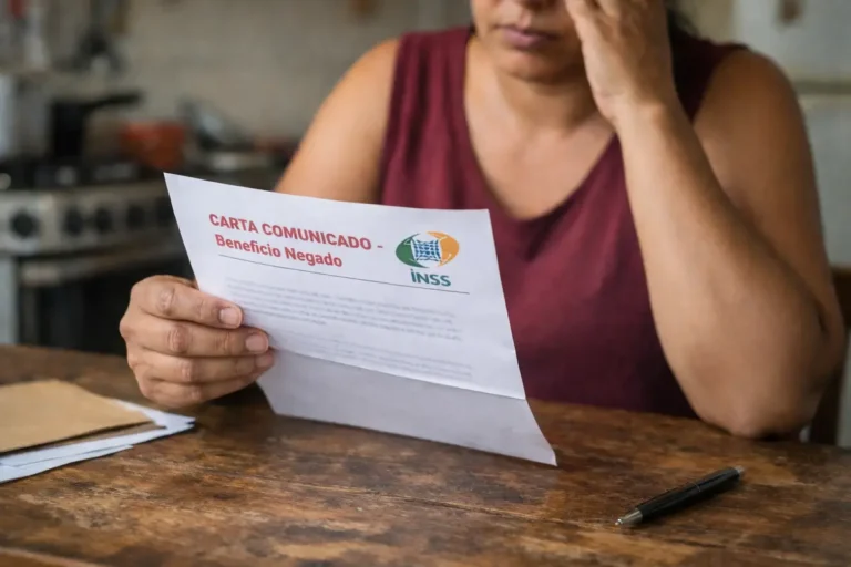 Pessoa segurando carta de BPC LOAS negado pelo INSS