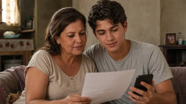 bpc autista adulto — mãe e filho jovem adulto com TEA consultando documentos sobre os direitos ao BPC